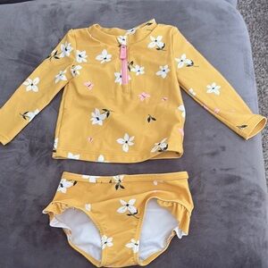 Carters Floral Yellow Kids Swim Set size 6 months